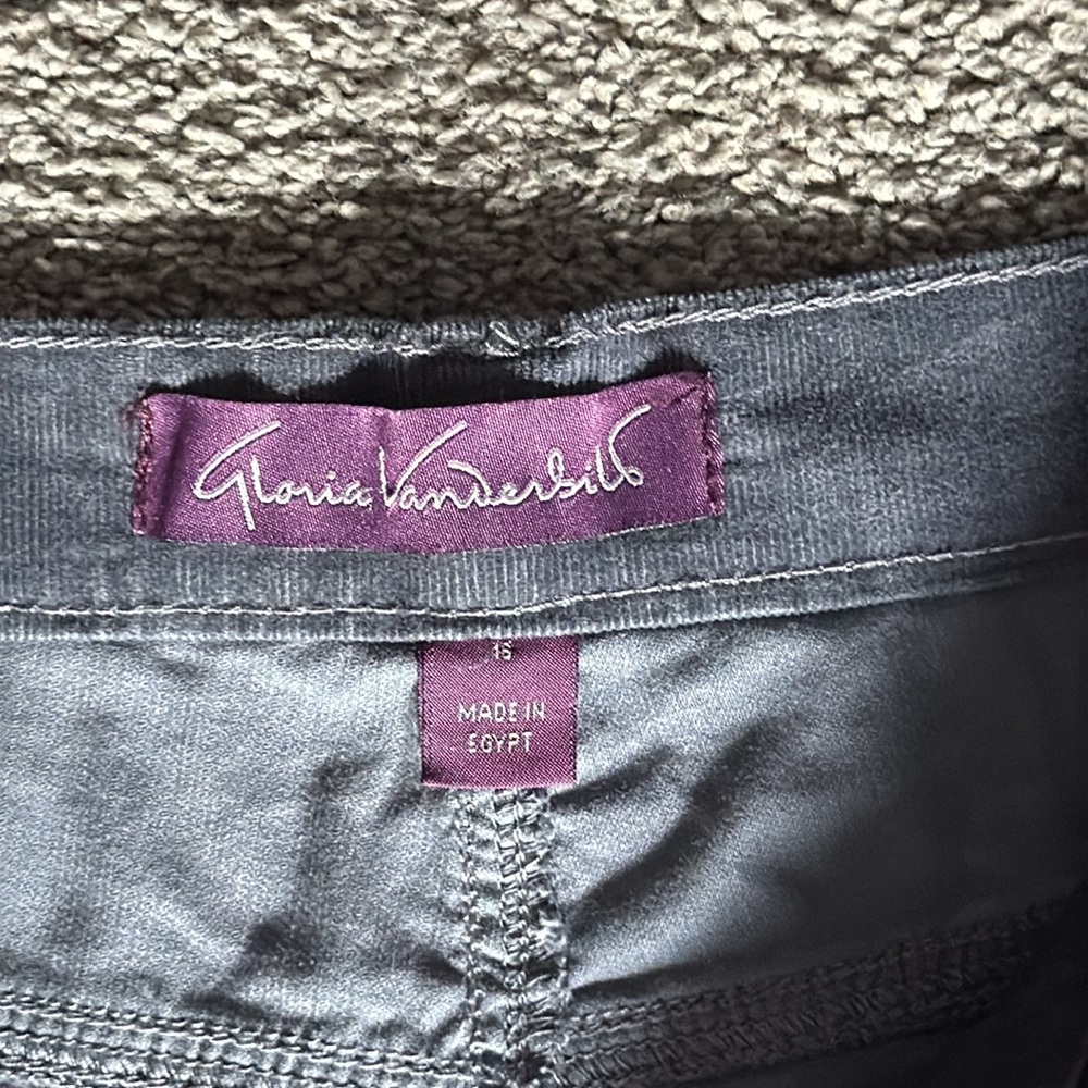 GLORIA VANDERBILT Gray Corduroy Amanda 5 Pocket Jeans/Pants. Tummy Slimmer! - Picture 4 of 9